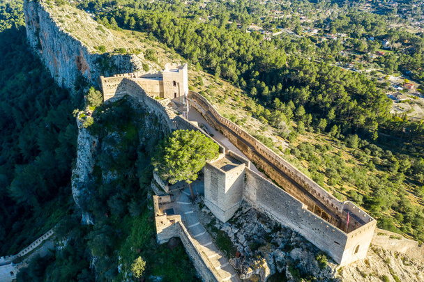 Aerial view Xativa fortress town near Valencia Spain - Photo, Image