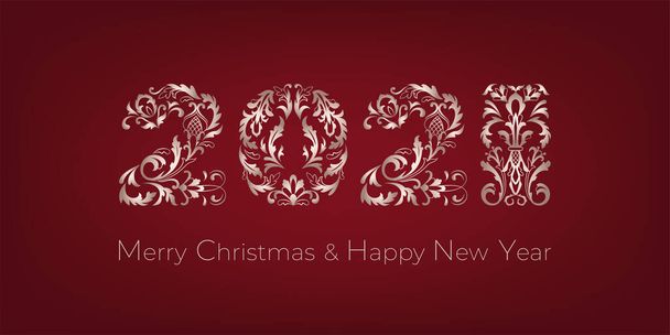 Merry Christmas and Happy New Year greeting card - Vector, Image