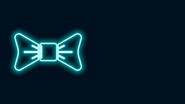 Línea de neón brillante Icono de lazo de lazo aislado sobre fondo negro. Animación gráfica de vídeo 4K - Metraje, vídeo