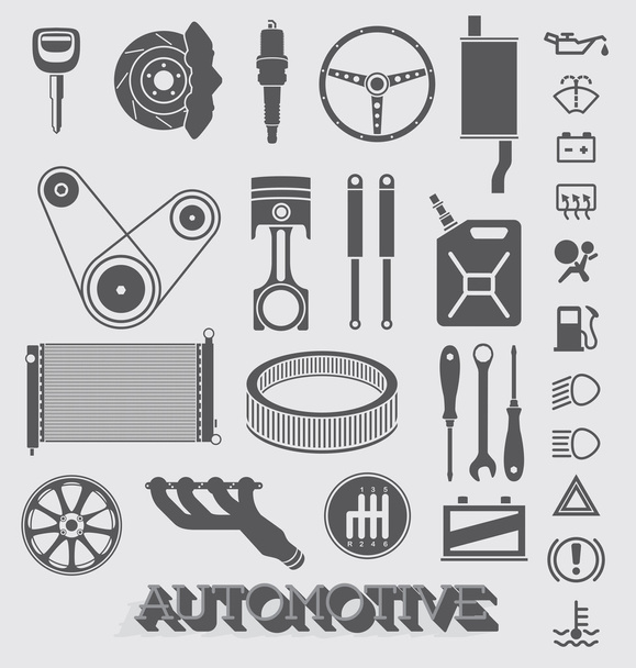 Vector Set: Automotive Parts and Icons - Vector, Image