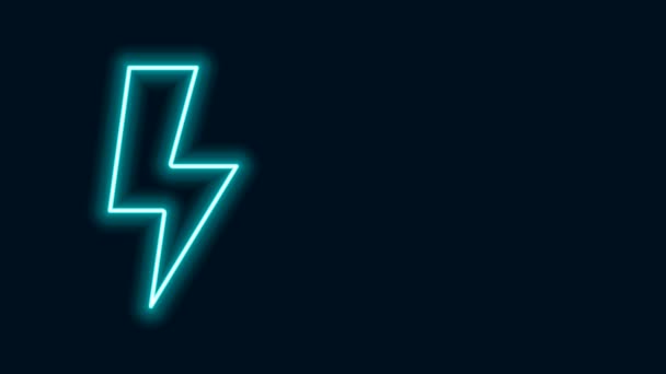 Glowing neon line Lightning bolt icon isolated on black background. Flash sign. Charge flash icon. Thunder bolt. Lighting strike. 4K Video motion graphic animation - Footage, Video