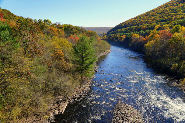 Colores llamativos del follaje de otoño cerca de Lehigh River, Jim Thorpe, Pennsylvania, EE.UU. - Foto, Imagen