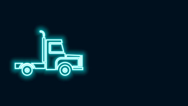 Λαμπερό νέον γραμμή παράδοσης φορτηγό φορτηγό όχημα εικονίδιο απομονώνονται σε μαύρο φόντο. 4K Γραφική κίνηση κίνησης βίντεο - Πλάνα, βίντεο