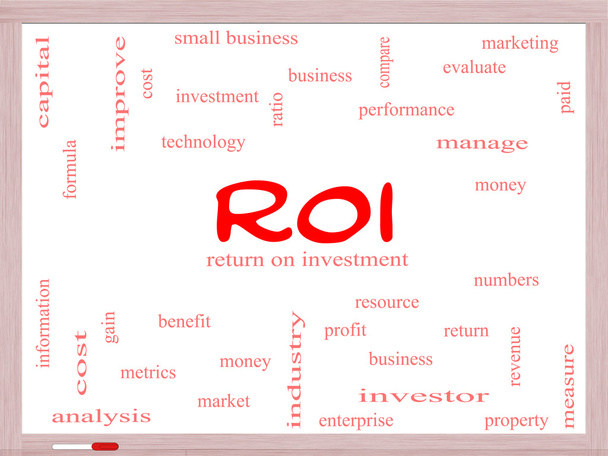 ROI Word Cloud Concept on a Whiteboard - Photo, Image