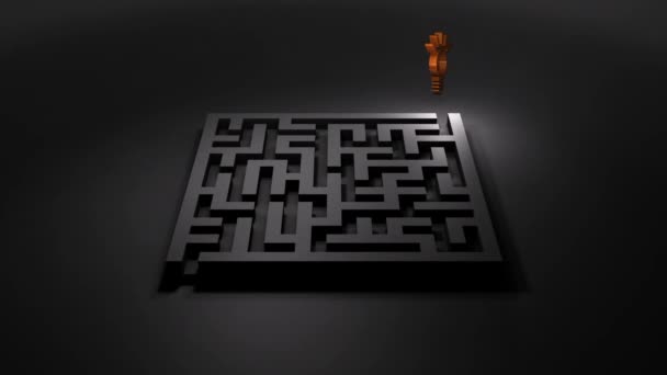 Ein Beleuchtungssymbol, das sich am Ausgang des Labyrinths dreht. Es ist ein Bild der Lösung des Problems. - Filmmaterial, Video