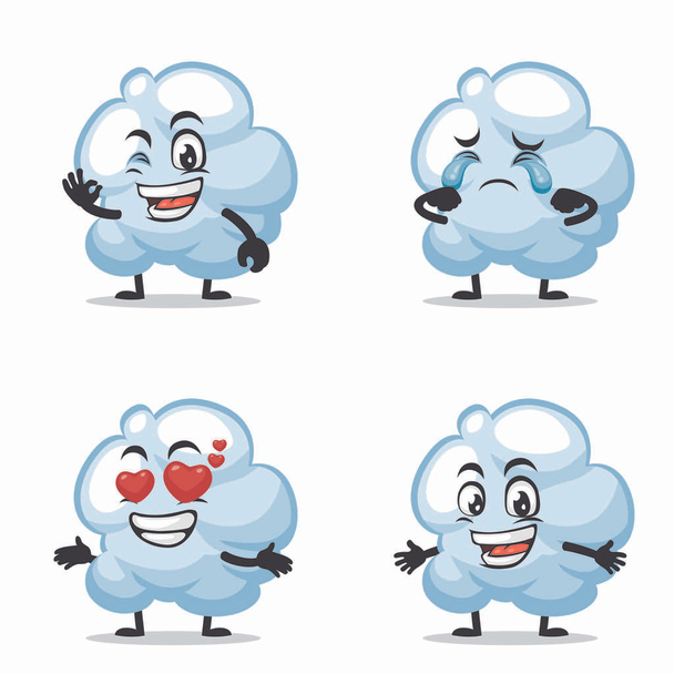 Ilustración vectorial de la mascota de la nube o conjunto de colección de personajes con tema de expresión - Vector, imagen
