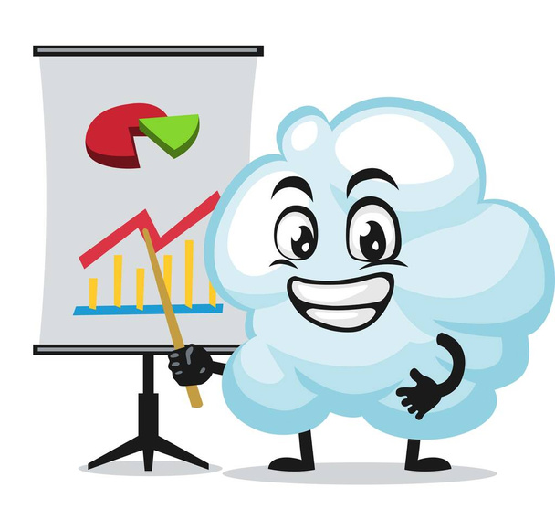 Ilustración vectorial de la mascota de la nube o presentación del personaje con prov - Vector, imagen