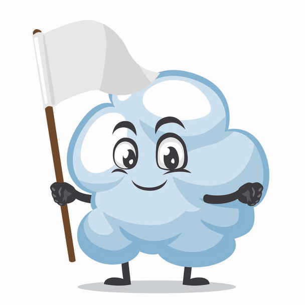 Illustration vectorielle de la mascotte de nuage ou personnage tenant une bannière blanche vierge - Vecteur, image