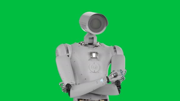 3d rendering robot bewakingscamera of cyborg cctv camera op groen scherm 4k beelden - Video