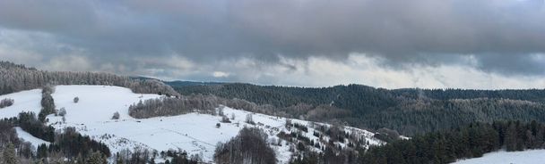 Polonya 'nın Krynica Zdroj yakınlarındaki Beski Sadecki dağlarının kış manzarası - Fotoğraf, Görsel