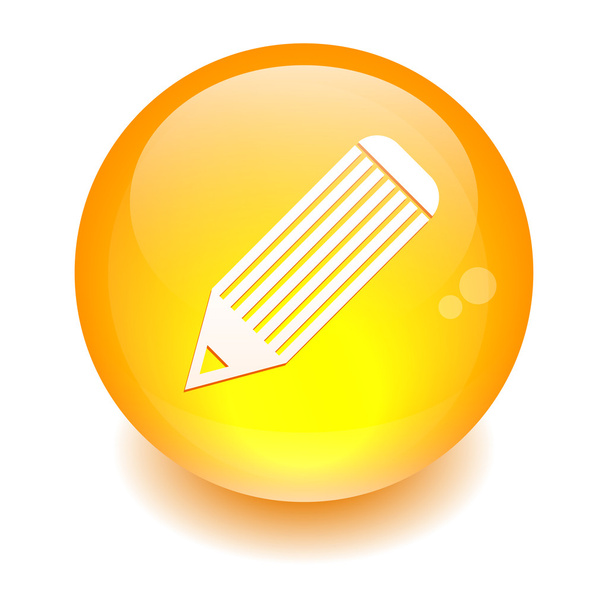 Bouton internet crayon icon orange - Vector, Image