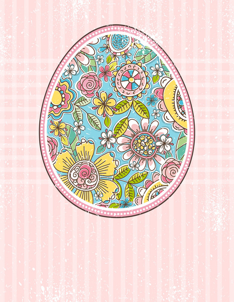 easter egg with spring flowers, vector - Vecteur, image