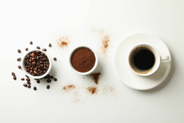Concept of cooking coffee on white background - Φωτογραφία, εικόνα