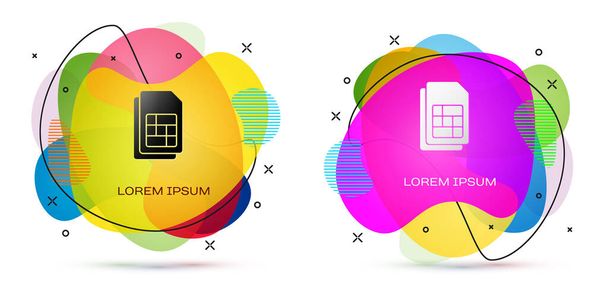 Color Sim card icon isolated on white background. Mobile cellular phone sim card chip. Mobile telecommunications technology symbol. Abstract banner with liquid shapes. Vector. - Vector, Image