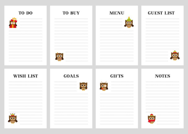 10 Kerst planners pagina 's A4 grootte.Te doen lijst, menu, te kopen en verlanglijstje - Vector, afbeelding