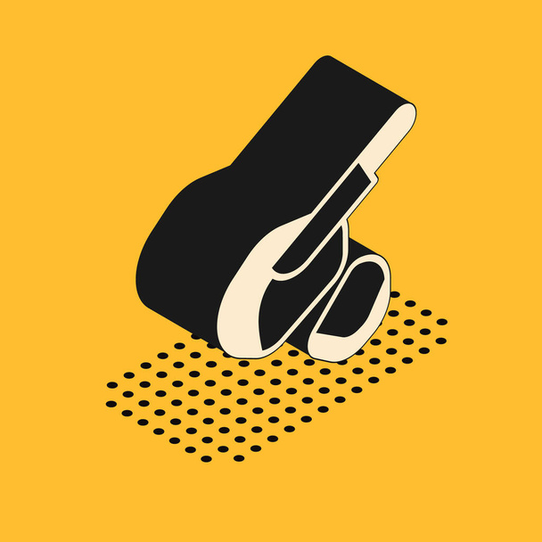 Icono isométrico de tocino peameal canadiense aislado sobre fondo amarillo. Vector. - Vector, imagen