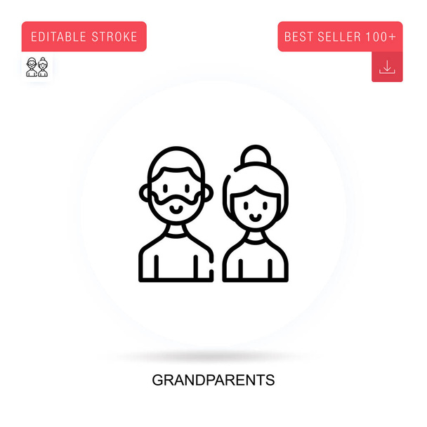 Büyükbabalar düz vektör ikonu. Vektör izole kavram metaforları. - Vektör, Görsel