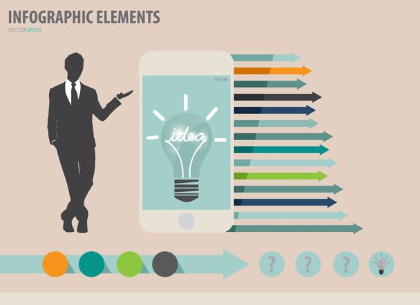 Infographic design template - businessman showing touchscreen de - Vecteur, image