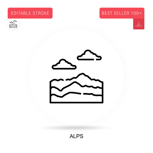 Alps flat vector icon. Vector isolated concept metaphor illustrations. - Vector, Image