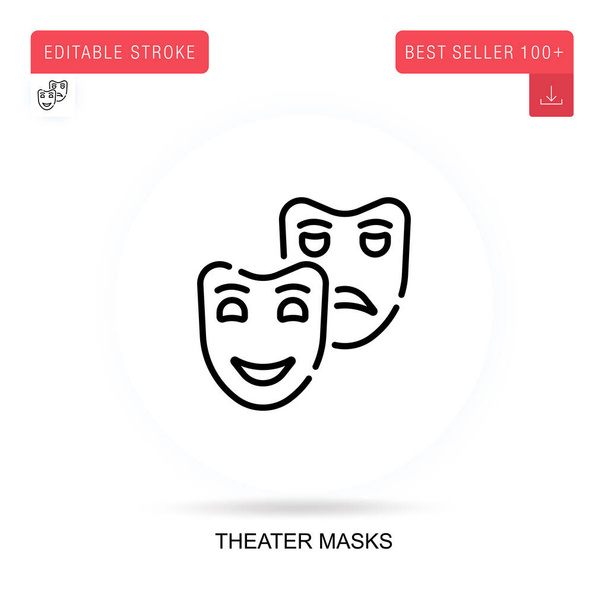 Tiyatro yassı vektör simgesini maskeler. Vektör izole kavram metaforları. - Vektör, Görsel