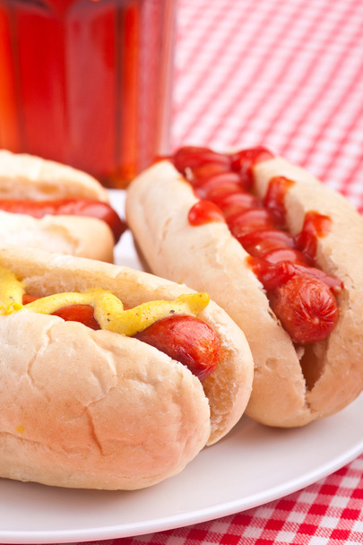 group of hot dogs and drink - Foto, Bild