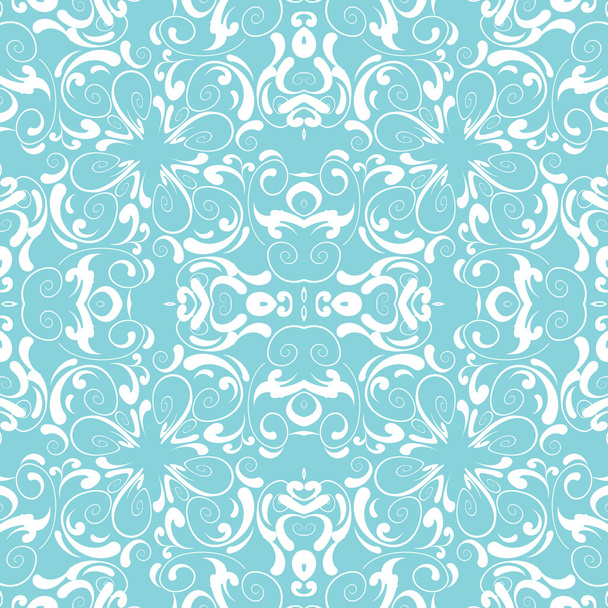 Vintage vector seamless background, blue and white decor - Vector, imagen
