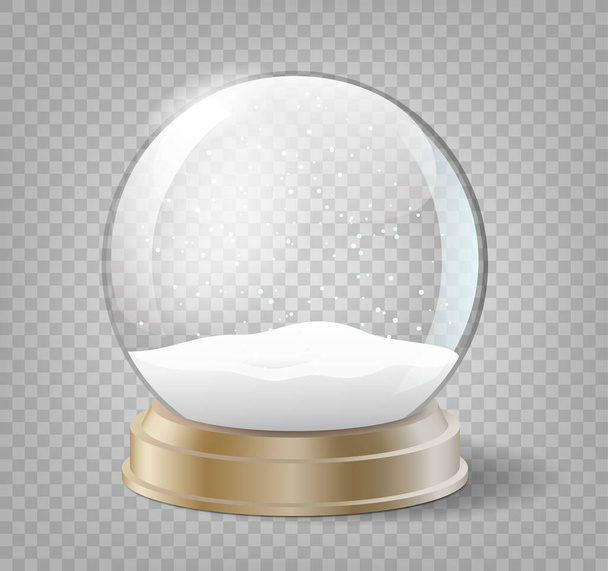 Bola de nieve de Navidad sobre fondo transparente. Esfera de vidrio con nieve para eventos de vacaciones de invierno - Vector, imagen
