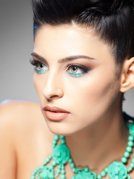 professional make-up and hairstyle on beautiful woman  - Photo, Image