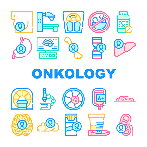 Oncology Examination Collection Icons Set Vector Illustrations - Vector, Image