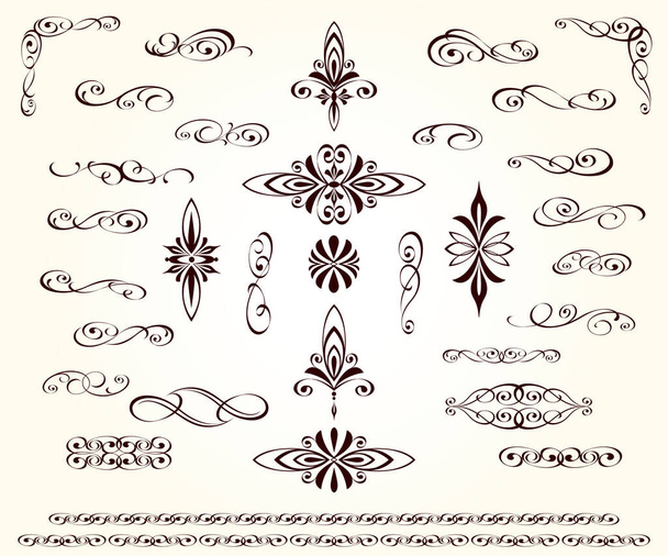 Set of vintage elements is on white isolated, editable. - Vector, Image