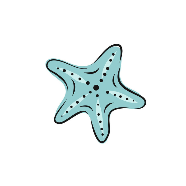 Set colección de acuarela dibujada pintada a mano cliparts de estrellas de mar. ilustración de arte vectorial - Vector, Imagen
