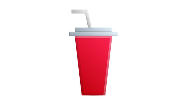 coffee glass on a white background, vector illustration. red drink glass with white straws. dishes for cafes and restaurants. reusable cup for tea and coffee - Vetor, Imagem