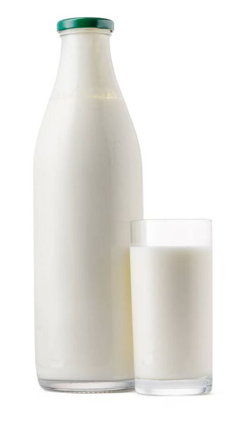Glass bottle and cup of fresh milk isolated - Фото, зображення