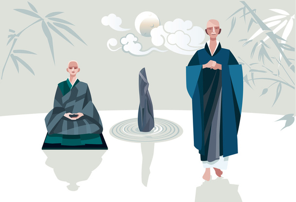 Zen Master and Disciple Vertical Horizontal - Vector, Image