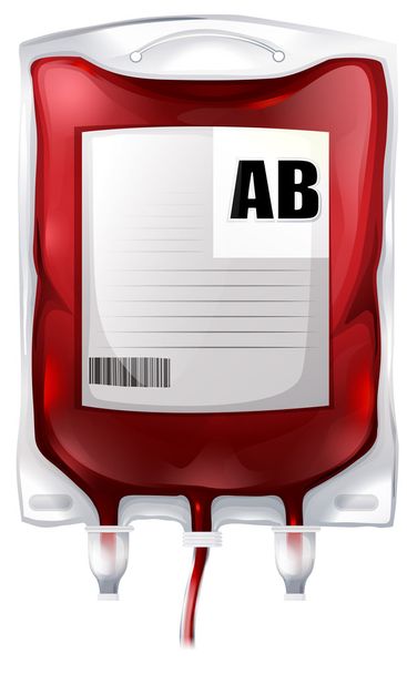 A blood bag with type AB blood - Vector, Image