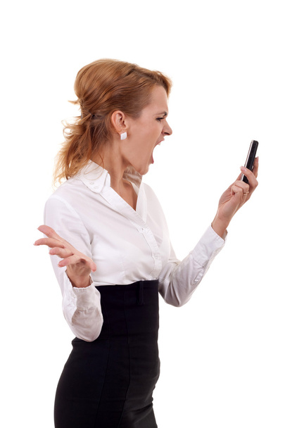 Angry Woman Yells At Cell Phone - Foto, immagini