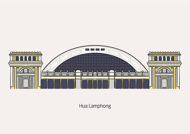 Hua Lamphong Station a legnagyobb vasútállomás Bangkokban, Thaiföldön fehér háttérrel nevét grafikai és grafikai tervezés. - Vektor, kép