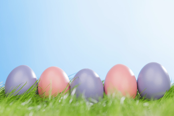 Easter eggs in the grass - 写真・画像