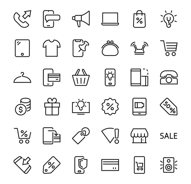 GADGET Set of vector icons of smart devices such as laptop, tablet, protection program, phone, digital network, thin line vector gadget icons, editable stroke - Vector, Image