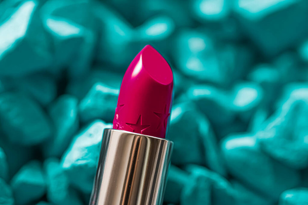 Closeup batom vermelho, maquiagem de luxo e beleza cosmética - Foto, Imagem
