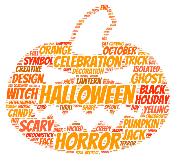 Halloween pumpkin tag cloud vector illustration - Vector, Image