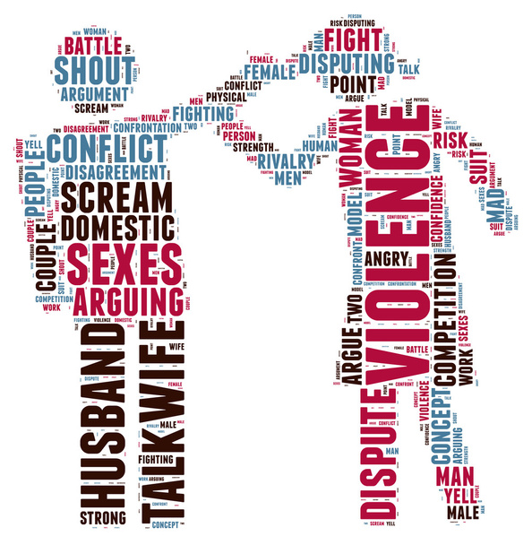 Häusliche Gewalt Piktogramm Tag Wolkenvektor Illustration - Vektor, Bild