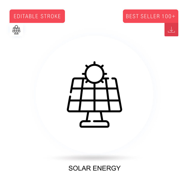 Icona del vettore piatto dell'energia solare. Illustrazioni di metafore concettuali isolate vettoriali. - Vettoriali, immagini