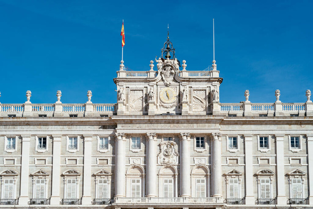 Royal Palace in Madrid in a beautiful blue sky day - Photo, Image