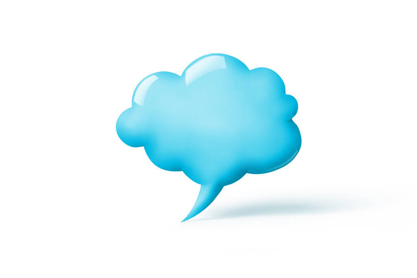 3d καθιστούν ένα σύννεφο σε σχήμα της φούσκας ομιλίας που απομονώνονται σε λευκό φόντο με αντίγραφο χώρο - Φωτογραφία, εικόνα