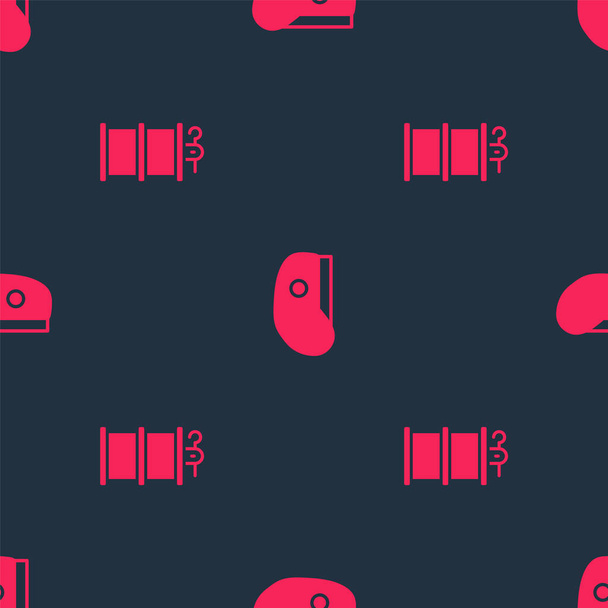 Set Hand smoke grenade and Military beret on seamless pattern. Vector. - Vector, Image