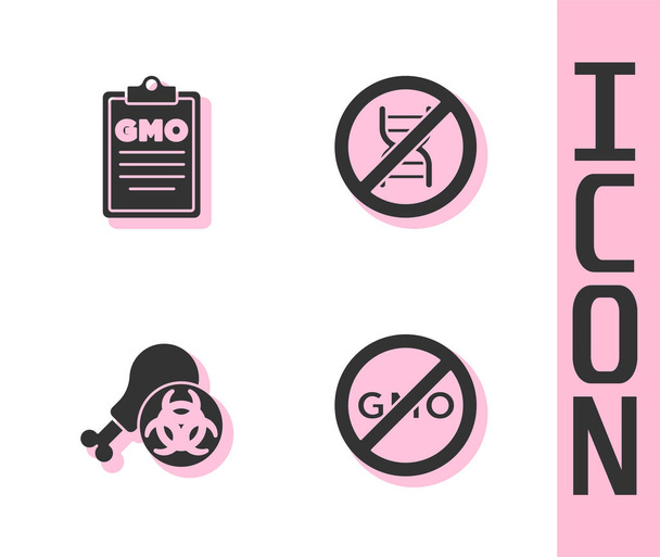 Set No GMO,, Gmo research chicken and Stop icon. Вектор. - Вектор,изображение