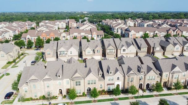 Row of brand new townhomes and apartment complex in downtown Flower Mound, Texas, USA - Photo, Image