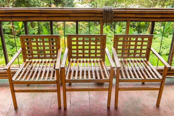 Wooden chairs at garden for relax - Photo, Image