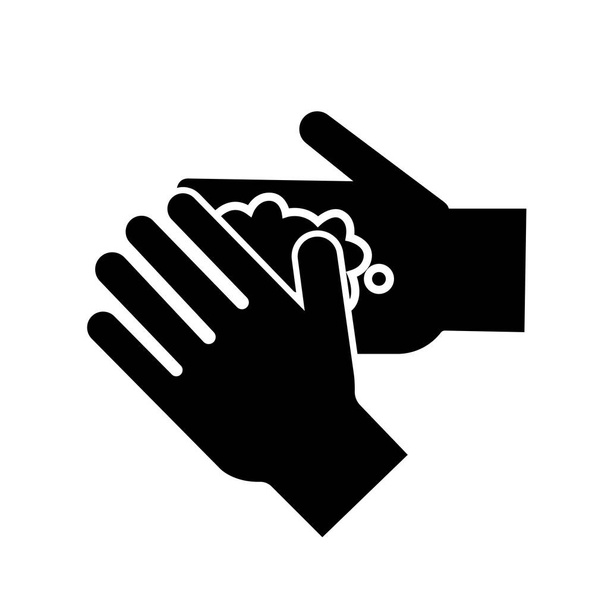 Wash Your Hand Black Icon,Vector Illustration, Isolated On White Background Label. EPS10  - Vector, imagen